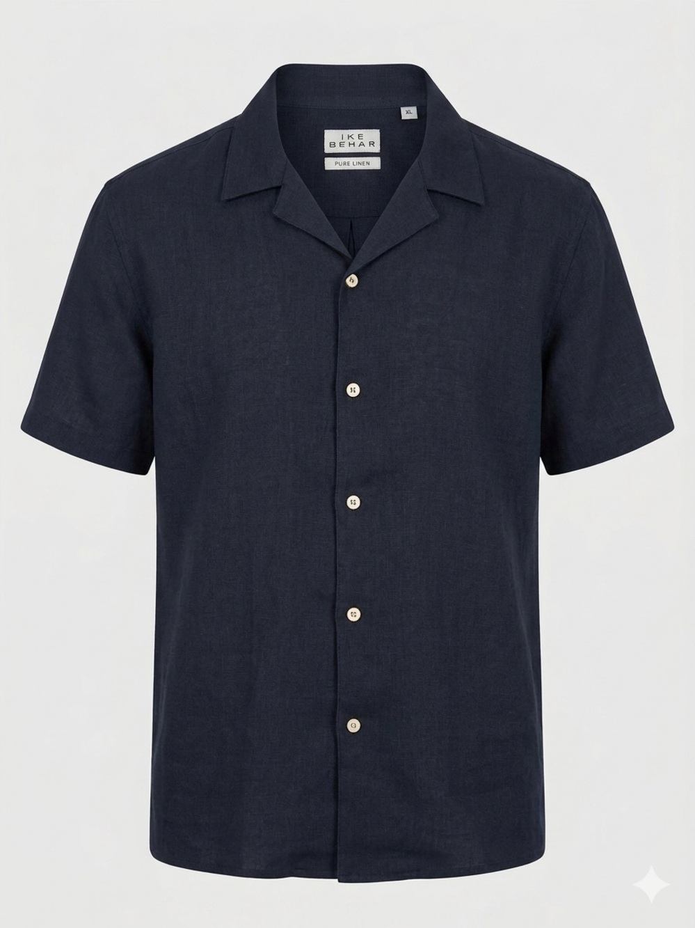 Ike Behar Pure Linen Men's Linen Short Sleeve Button-Up Shirt XL Solid Gray